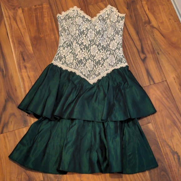 Vintage Scott McClintock strapless lace prom dress - Picture 2 of 10